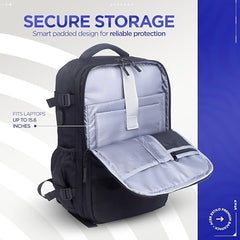Acer Estilo Premium 15.6 Inch Black Color Backpack I Water Resistent Polyester I Expandable, 2 Zipper Front Pocket, 2 More Compartment for Laptop and Other Accessories I USB Charging I Strolley Strap