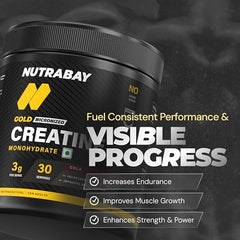 Nutrabay Pure Series Micronised Creatine Powder Monohydrate, Pre/Post Workout Bodybuilding, Crossfit Supplement, 250 g (Unflavoured)