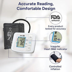 1MG Tata Arm Blood Pressure Monitor | Fully Automatic Portable Digital BP Machine For Home | Large LCD Display | Powered With USB Cable Or AA Batteries | Stores 90 Sets Of Memory For 2 Users, White