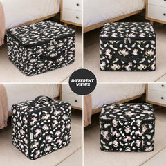 Storite 2 Pack Nylon Wardrobe Bag Underbed Cloth Storage Organizer | Moisture Proof Storage Bag, Storage box for Clothes Saree Bags, Zippered Closure & Handle - Magenta,37x34x23 cm