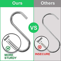 RARE-ZONE Heavy Duty Hooks Stainless Steel S Shaped Hanging Hangers Hooks for Kitchen, Bathroom, Bedroom and Office: Pan, Pot, Coat, Bag, Plants (Height - 3.5 Inch, Thickness - 4 mm) (12)