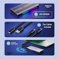 PiBOX India NVME M2 Enclosure Fan, SSD Enclosure - USB 3.2 10Gbps, Tool-Free M.2 NVMe Case, PCI-E NVMe Reader, USB-C, Supports M & B&M Keys, 2230/2242