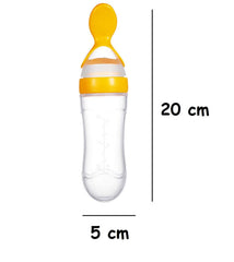 SYGA Baby Training Silicone Spoon Rice Cereal Squeeze Baby Bottle Spoon Safe Tableware Baby Feeding Tools_Blue