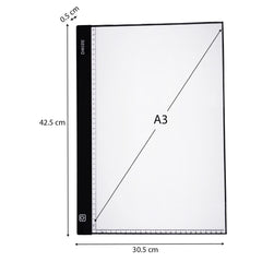 SYGA Dwise A3 Size LED Lighted Drawing Tracing Board with 3 Adjustable Brightness Touch Button with Scale Measurement, White & Black