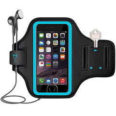 MOMISY Armband Arm Band Bag for Mobile for Cycling, Running, Jogging, Gym Exercise, Outdoor Sports Waterproof Compatible with iPhone & Other Phones, Size up to 7.0 inch (Blue)