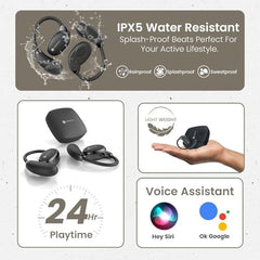 Portronics Harmonics Twins 31 Over Ear OWS Smart Wireless Earbuds with HD Mic, Secure & Flexible Earhook, Touch Control, 24 Hrs Playtime, Music/Gaming Mode, BT 5.4V, Light Weight(Beige)