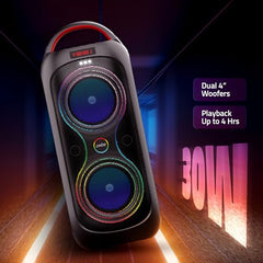 Artis MS309 Wireless Bluetooth Party Speaker with with RGB Glow Lights, Bluetooth Connectivity, USB Input, FM Radio, TF Card Reader, Aux Port, & Wired mic (30W RMS)