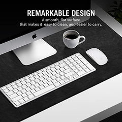 DailyObjects Combo Super Smooth Vegan Leather Reversible, Anti Slip, Water Resistent Felt Turf 2.0 Desk Mat | Vegan Leather Black Desk Tray Organiser - Set of 2