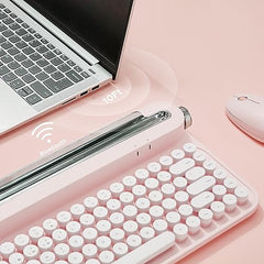 YUNZII ACTTO B303 Wireless Typewriter Keyboard, Retro Bluetooth Aesthetic Keyboard with Integrated Stand for Multi-Device (B303, Midnight)