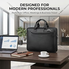 EXIM Prime Laptop Bag for Men Office Use| Office Bag for Men| Vegan Leather Laptop Messenger Bag| Fits Up to 13 to 14 Inch Laptop| Business Briefcase with Handle and Shoulder Strap (Shaded Brown)
