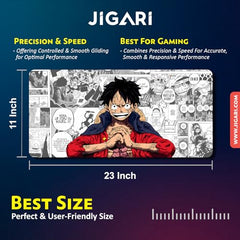 JIGARI Extended Anime Large Mouse Pad (11 x 23 Inch) | Gaming Mousepad for Laptop, Desktop & Keyboard | Smooth Surface | Anti-Slip Rubber Base (Zoro - Sword Master - One Piece (P08))