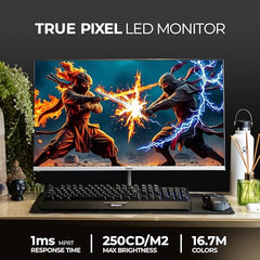 Foxin 24 Inch FHD Flat LED Monitor 1920x1080 Pixel Elite Series | Flat Panel, HDMI & VGA Port, 100Hz Refresh Rate, Frameless, Slim Bezel, Wall Mountable, 16.7 M Colors | 3 Years Warranty | White