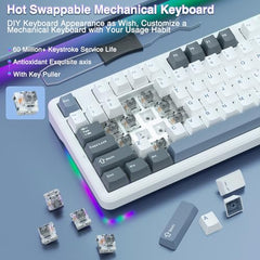 AULA F75 Pro Wireless Mechanical Keyboard,75% Hot Swappable Custom Keyboard,RGB Backlit,Pre-lubed Linear Switches,Side Printed PBT Keycaps Mechanical Gaming Keyboards,Gradient Purple