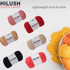 HILUSH Supersaver,Poly Yarn Supersoft Hand Knitting Wool Ball,(1 Ball/100 Gram Each)Ball Suitable For Craft,Crochet,Amigurumi,Embroidery,Toys,Garments,Flowers And Hobby Projects,2 Fine,Shade No(Black)