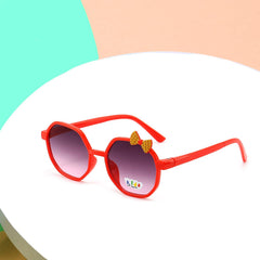 SYGA Children's Sunglasses Square Frame Bow-Knot Lens Eyewear Polygonal Kids Goggles Anti-UV Sunglasses (Beige)
