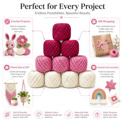 Crochet Cotton Thread Yarn Combo, 10 Rolls for Knitting, Crochet, Embroidery and Craft Making, Soft Decorative Thread for Handmade DIY Projects, Yellow & Green