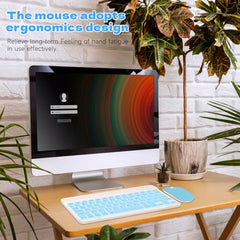 GOGARA Bluetooth Keyboard and Mouse Combo, Qwert Layout, Light Blue Universal Ultra-Slim, Wireless, Android Windows iPad iPhone Samsung Tablet, Portable Compact