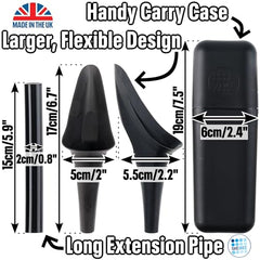 SHEWEE Flexi + Case - Reusable Pee Funnel – A Flexible, Larger Version Of The Original Female Urination Device Since 1999! Quickly, Easily & Discreetly, Wee Standing Up. Comes with Pipe & Case (Black)