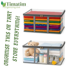 Timatim Transparent Plastic Clothes Cover Organiser for Wardrobe PVC Storage Bag for Saree, Shirts, Clothes, Lehenga Blankets Bedsheets Garment Protector Cover (Pack 2 pcs., Large (45x33x25 cms))