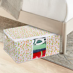 PrettyKrafts Underbed storage box with wheels and lid Metal Frame Non-Woven Fabric use for home bedroom Rolling Organizer for Clothes Shoes Toys Blankets Space Saving Solution (Pack of 1), Grey