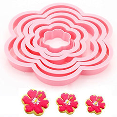 SYGA 6Pcs/Set Plum Blossom Flower Shape Cookie Cutters Mold Plastic Fondant Cake Cookie Decorating DIY Baking Tool