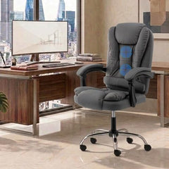 Casa Haus Italia Premium Leatherette Office Chair for Work | Boss Chair, Ergonomic Executive, Luxurious Cushioned Arms & Seat, 2 Point Back Massager, Heavy Duty Metal Base (Burgundy)