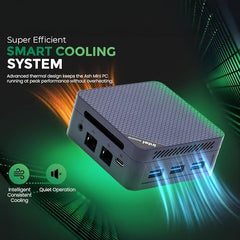 SKULLSAINTS Ash Mini PC – 13th Gen Twin Lake N150, 16GB LPDDR5, Triple Display (HDMI/DP), M.2 NVMe, WiFi 5, Bluetooth 5.2, USB 3.2, Ultra-Compact (13th Gen N150, 512, GB, Windows 11 Pro, 16, GB)