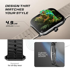Fastrack MYND 1.93” AMOLED Display Smart Watch for Men & Women with AI Watch Faces,AI Chat,Offline Voice Commands,Curved Metallic Design,Functional Crown,BT Calling, Health Suite,100+ multisport modes
