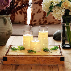 Flameless LED Pillar Candle Set of 2 | Acrylic Fiber Glass | Dancing Faux Wick | Remote Control with Battery Operated 3 AA | Home Décor & Gifting | 3" D x 6" H | Red