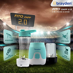 Brayden Fito Zapp 2.0 300W Electric Sports Blender Mixer Grinder | Baby Food, Smoothie, Milk Shake, Protien Shake, Vegetables & Fresh Juicer | With Child Lock Safety | 400 ml Tritan Jar