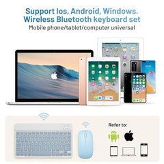 Bluetooth Keyboard and Mouse Combo Rechargeable Portable Wireless Keyboard Mouse Set for Apple iPad iPhone iOS 13 and Above Samsung Tablet Phone Smartphone Android Windows (Gradient White Purple)