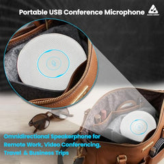 Audio Array Wireless Conference Microphone with Speaker | Bluetooth, USB & 4 Mics | 360° Pickup Upto 4M | Noise Reduction & Enhanced Voice | Portable Speakerphone for Video Calls/Zoom Meeting | AM-W45