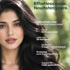 Biotique Herbcolor Conditioning Hair Colour l Ammonia Free Hair Color l 9 Organic Herbal Extracts l Natural and Healthy Shine l 50g + 110ml| Natural Black 1N (Pack of 1)