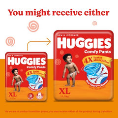Huggies Comfy Pants Baby Diaper, Large (L) Size (9-14 Kgs), Pack of 192 (96 count, Pack of 2)