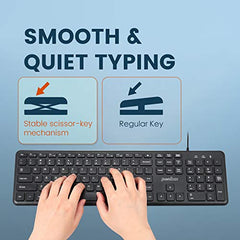 Perixx PERIBOARD-210 Wired Black Standard USB Scissor Switch US Layout Keyboard (Wired USB-C)
