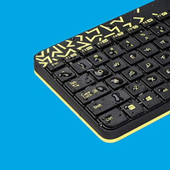 Logitech MK240 Nano Wireless USB Keyboard and Mouse Set, 12 Function Keys 2.4GHz Wireless, 1000DPI, Spill-Resistant Design, PC/Mac, Black/Chartreuse Yellow