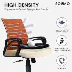Amazon Brand - Solimo Worklo Mid Back Office Chair for Work from Home | Study | Revolving | Computer (Heavy Duty Powder Coated Metal Base, Stylish Black Mesh)