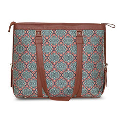 ZOUK Office Bag | Stylish Bags for Office Use | Laptop Bag 15.6 inch | Stylish Tote for Office Use | Purse for Women | Vegan Leather Handbag | Daily & Travel Use | Multicolor Mandala Print