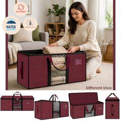 Storite Jumbo Super-Size 81 L Canvas Moisture Proof Heavy Duty Storage Bag | for Toys/Stationery/Blankets/Clothes/Moving Bags MultiPurpose With Strong Reinforced Handles Rectangular Cream (87x26x36 cm)