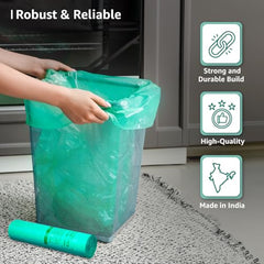 Presto! Amazon Brand - 100% Compostable Garbage Bags | Medium (M) | 45 Counts | 15 Bags X 3 Packs | 19 x 21 Inches | Strong and Durable | For Dry and Wet Waste, Green