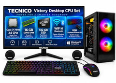 TECNICO AI Desktop CPU Set, Core i7 4470 3.2GHZ, 16 GB DDR3 RAM, 512 GB SSD, RGB Keyboard Mouse Set, WiFi 6, Bluetooth, Speakers, Headphone (Include Monitor 20" Led)