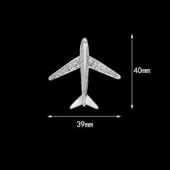 SYGA Men's Suit Aircraft Design Brooch Pin, Silver Tone with Crystal Accents