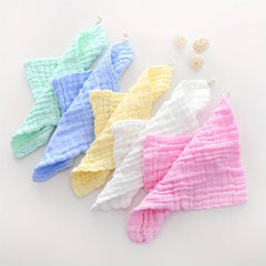 SYGA Baby Napkin Six-Layer Gauze 30 * 30 Plain Color Square Scarf Five Baby Children's Handkerchief Seersucker Small Square Scarf