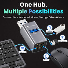 Portronics Mport Link A 3-Port USB-A Hub, 1x USB 3.0 (5Gbps) + 2X USB 2.0, Aluminium Alloy Body, Plug & Play for Laptop/PC (Grey)