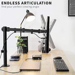 Jin Office Height Adjustable Monitor Stand Mount | Supports 13-32" Screens| 9KG Weight Capacity | Metal Black Powder Coated Single Monitors Arm Stand| Articulating Tilt and Swivel Display Desk Mount