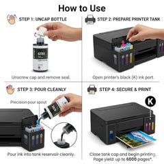 D-tron GT51/GT52 Compatible Refill Ink for HP 5810 5811 5820 5821 115 116 117 310 315 319 410 415 416 419 457 Printers (Black-2 Colour-3) Pack of 5 - Cyan, Magenta, Yellow, Black