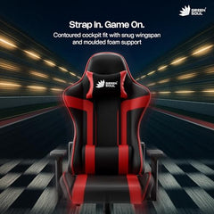 Green Soul Raptor 2.0 Racing Edition Ergonomic Gaming Chair with Premium PU Leather, Adjustable Neck & Lumbar Pillow, 3D Adjustable Armrests & Heavy Duty Nylon Base (Black & Red)