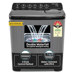 Voltas Beko, A Tata Product 9 Kg 5 Star Semi-Automatic Top Loading Washing Machine (WTT90UHA/OK5B1B1S23, Black, Pulsator Wash Method and Double waterfall technology)