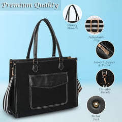 Womanix Laptop Tote Bag,14 inch Laptop Bag, Shoulder Bags With Back Trolley Strap, Casual Briefcase, Handbag for Travel, Office, College,Work