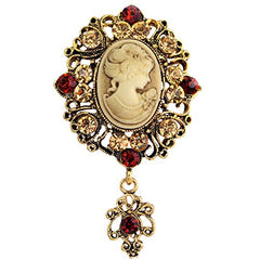 SYGA Brooch Pin Fashion Crystal Rhinestone Jewellery Pin Vintage Clothing Accessories Decoration Retro Beauty Head Crystal Gold Brooches For Women- S250